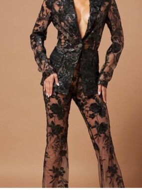 Fashion Nova Vera sequin embroidered blazer set